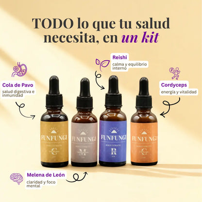 Pack de 4 Extractos de Hongos Adaptógenos - ¡Optimiza tu Bienestar! 30ml c/u