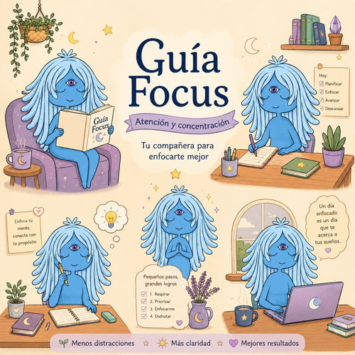 Portada de la Guía Focus FunFungi: guía práctica de atención y concentración con el personaje de Melena de León para enfocarte mejor cada día.